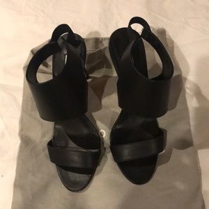 Manolo Blahnik black Leather bootie sandal